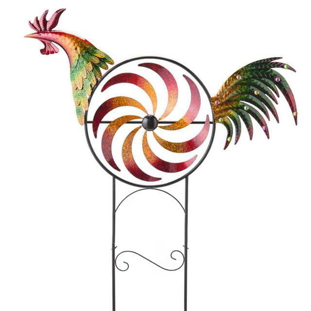 Funsally Iridescent Rooster Wind Spinner Garden Decor